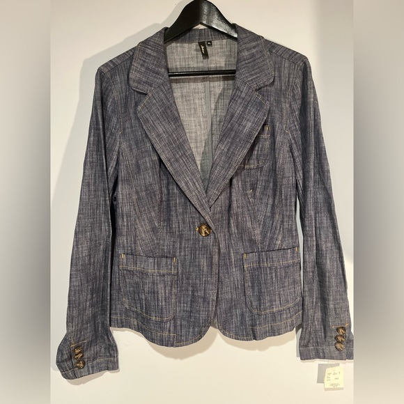 Ambition Jean jacket blazer with one button in front, long sleeve size XL - Picture 2 of 7